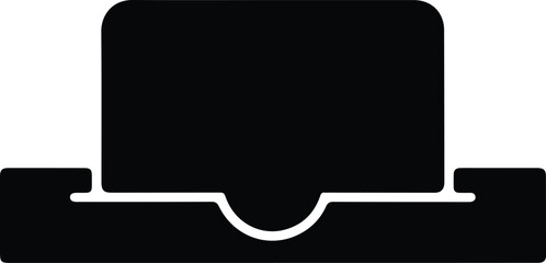 Laptop Computer Icon With Tray On White Background symbol technology