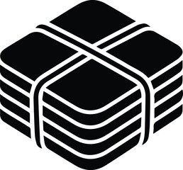 Stack Of Papers Tied With Ribbon Icon On White Background documents files