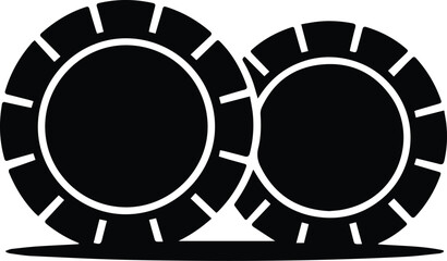 Two Stacked Chip Icons Black and White Vector Graphic chips coins