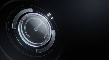 Futuristic circular hud interface with glowing rings on a dark background 3d render