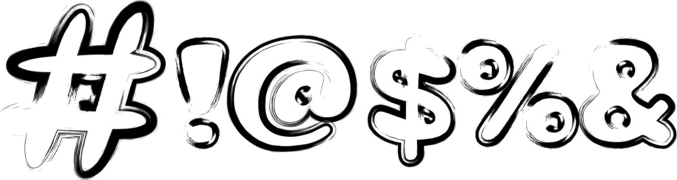 Hand drawn symbols on white background