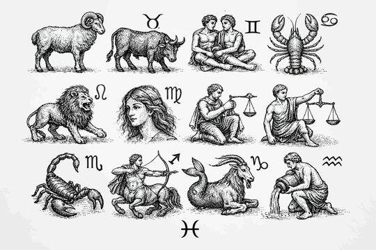 set of animals zodiac sign