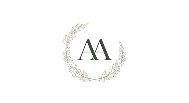 Elegant Monogram AA in Laurel Wreath Design.