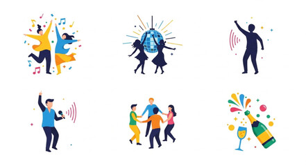 People Celebrating Party Dancing Confetti.