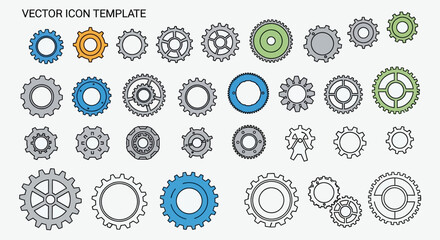 Collection of Various Gear Icons and Symbols.