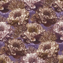 Abstract watercolor peony flower creative allover design seamless floral pattern new concept textile design flower digital creators art repeating design dark flower background stock design  © Yash