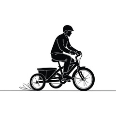 Obraz premium Person riding a tricycle, silhouette of adult cycling for fun and recreation