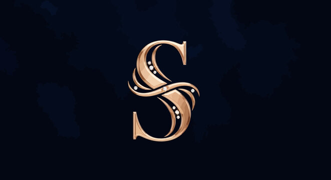 Golden Luxury Letter S Design Element.