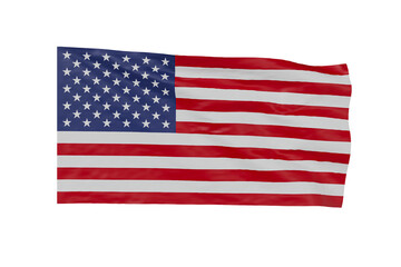 3D illustration of the American flag waving in the wind. 3D rendering of the American flag isolated on a transparent background. PNG file.