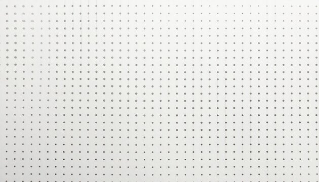 Close-up of a white perforated panel featuring a symmetrical grid of small round holes. This modern acoustic board texture creates a perfect abstract minimalist background for various designs.
