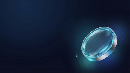 Futuristic glowing ring in a dark blue background cinematic 3D render