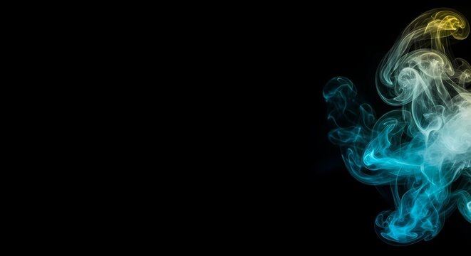 Smoke clouds flowing from right to left on dark background