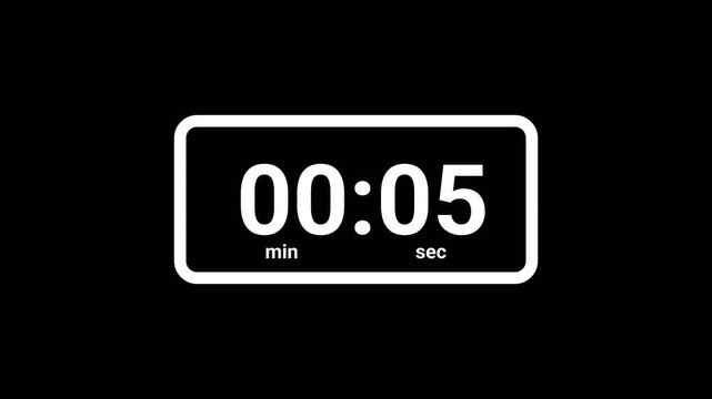 10 second countdown timer animation from 0 seconds to 10 seconds on a transparent background, ten second countdown timer from zero to ten with alpha channel.