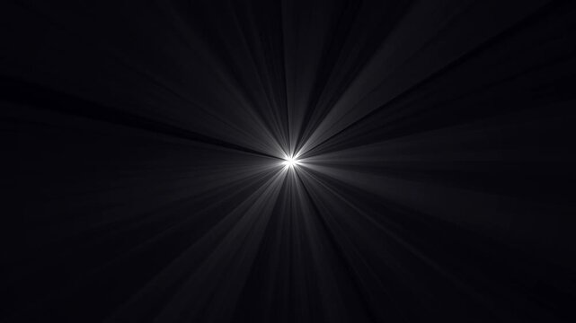 Sun rays light- Bright white light rays animation on black background. Dynamic sun rays. Loop center flickering light rays. Warm light rays looping- The sun is illuminating the world with its light.