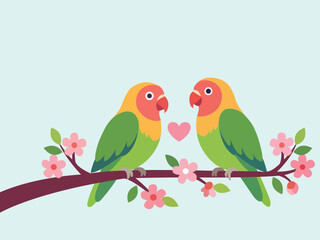 Birds On A Tree Branch Expressing Love.eps