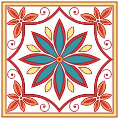 Obraz premium Vintage Spanish Azulejo Ceramic Tile Illustration