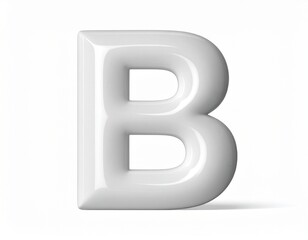 Glossy White Letter B 3D Render.