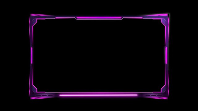 Glowing purple webcam for streaming border with transparent background. Animation Border gaming overlay