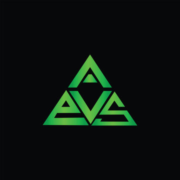 Modern Green Gradient Triangle Letter AVS Logo on Black Background