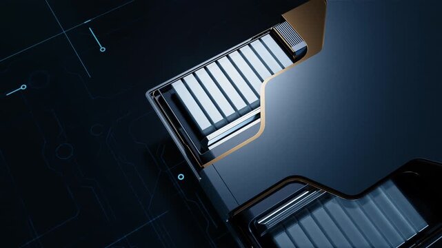 Modern electric vehicle platform with detailed battery module.