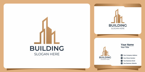 Tan Abstract Geometric Building City Skyline Logo Vector Design © Nozie Sky