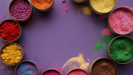 Vibrant Holi Festival Background with Colorful Gulal Powders