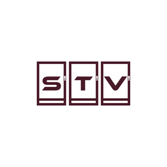 Obraz premium STV Letter Logo Design in Maroon Square Frames on Gray Background Minimal Corporate Branding
