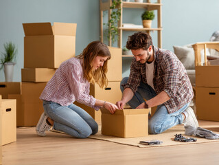 Couple Assembling Items Together in Artful Space
