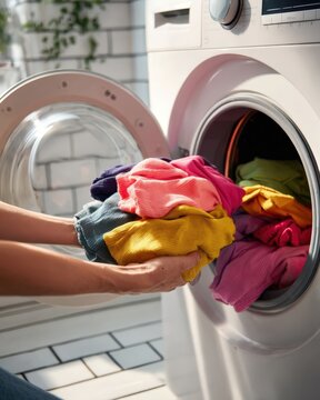 Doing laundry with colorful clothes