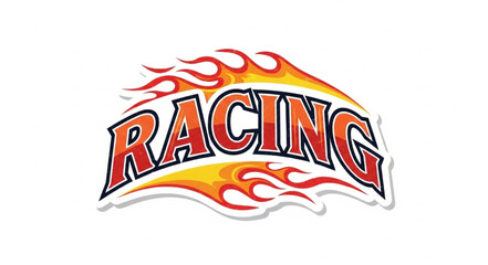 Racing Logo with Flames Design. © Sabir