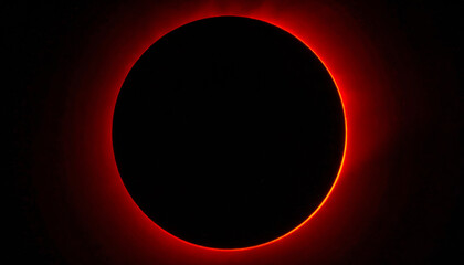 Fototapeta premium Full Solar Eclipse 3D Illustration, Dark Moon Covering Sun with Glowing Corona Space Background