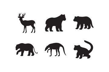 Obraz premium Animal Icon Set silhouette on White Background.