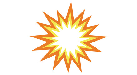 Bright comic book style explosion graphic element featuring concentric jagged star shapes 