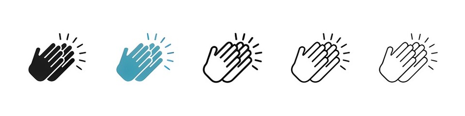 Fototapeta premium Applause Gesture Vector Icon Set. Congratulations Clap vector symbol for UI design. Thin line customizable illustration. Contour symbol. Vector isolated outline drawing. Editable stroke