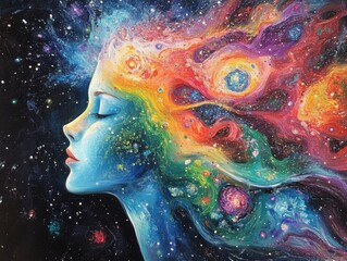 Surreal cosmic explosion with vibrant colors and textures