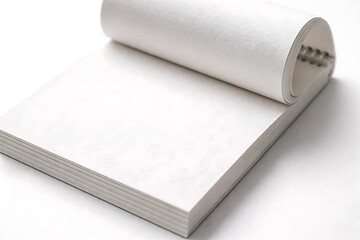 Blank Open Spiral Notebook with Textured Pages on White Background