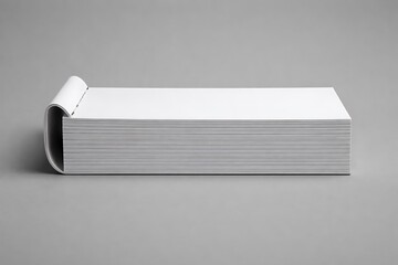 Thick Stack of Blank White Paper Pages on Grey Background