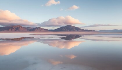 Reflective Salt Flat Sunrise Landscape| sunrise over the lake