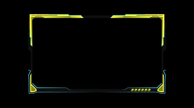 Cyberpunk webcam for streaming border with on transparent background. Animation Border gaming overlay