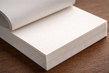 Stack of Blank Textured Paper on Rustic Wooden Desk