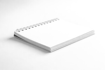 Blank White Spiral Notebook on Clean Background