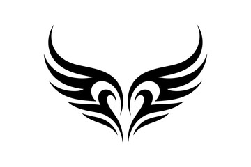 Obraz premium A minimalist black wing design on a white background