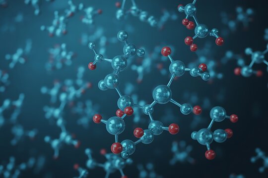 Molecular structure of glucose molecule in 3D rendering