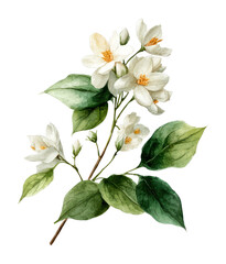 Obraz premium PNG Elegant jasmine watercolor botanical illustration.