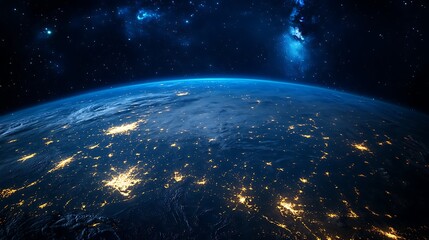 Obraz premium Stunning view of Earth from space with vibrant city lights at night