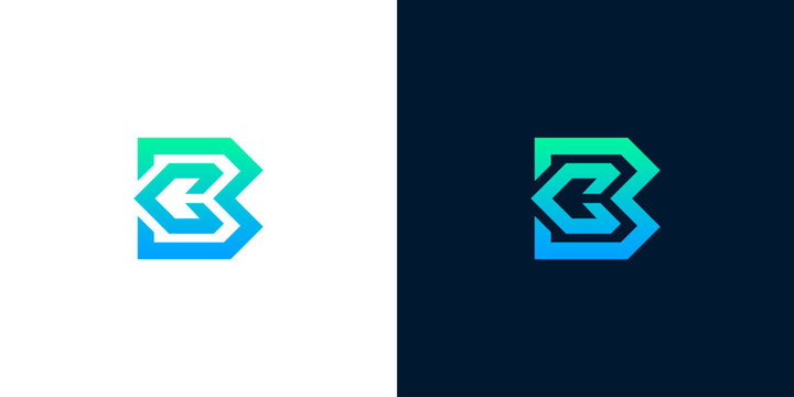 Modern abstract letter B logo design, featuring a dynamic geometric form with a vibrant blue and green gradient, perfect for technology, corporate, or innovative branding