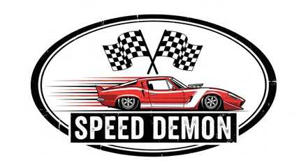 Red Sports Car Racing Logo Design. © Reza