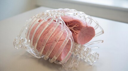 Realistic lungs inside the rib cage with natural medical accuracy