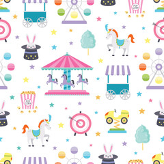 attraction and circus seamless pattern