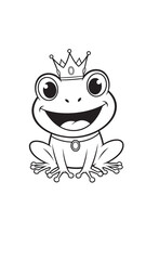 Fototapeta premium Whimsical cartoon frog wearing a crown, a cute prince character in a playful illustration.